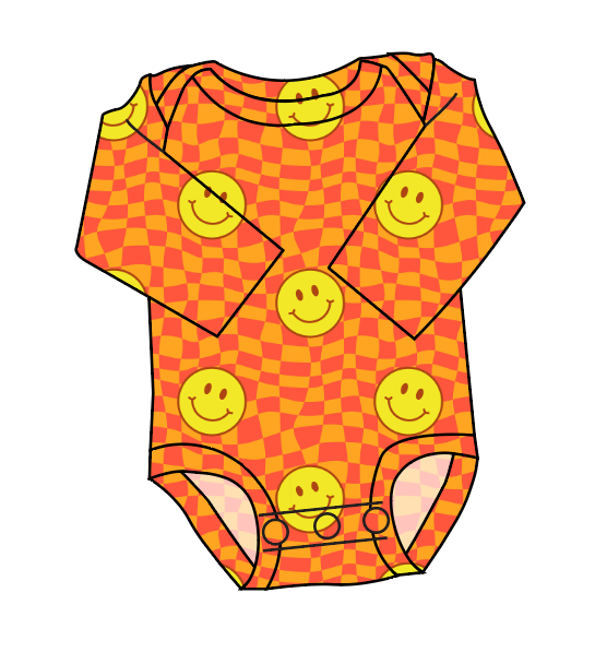Smiley Checks Lap Neck Bodysuit