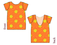 Load image into Gallery viewer, Smiley Checks Low Back Ballerina Tee