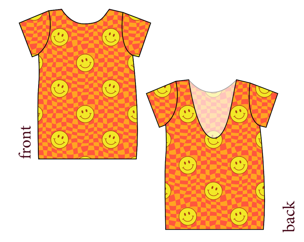 Smiley Checks Low Back Ballerina Tee