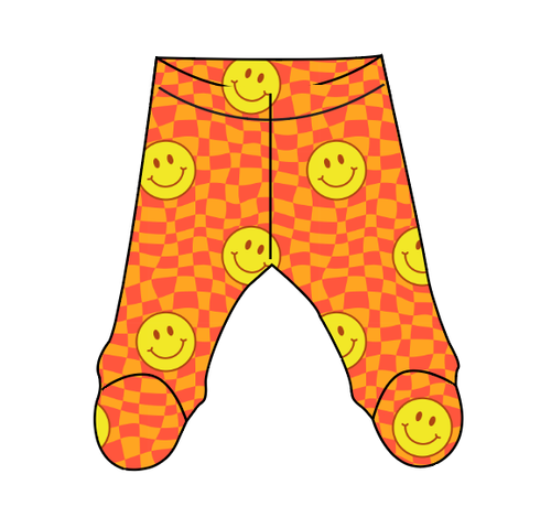 Smiley Checks Newborn Footed Pants