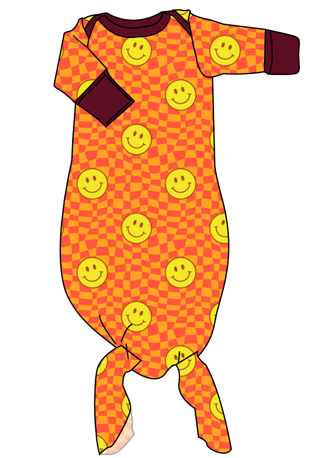 Smiley Checks Newborn Knotted Gown