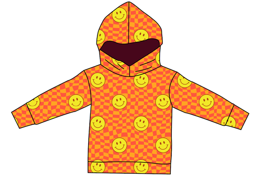 Smiley Checks Oversized Hoodie