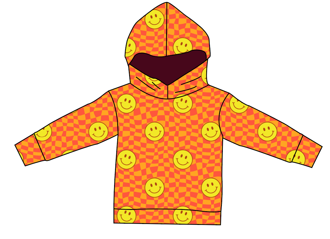 Smiley Checks Oversized Hoodie