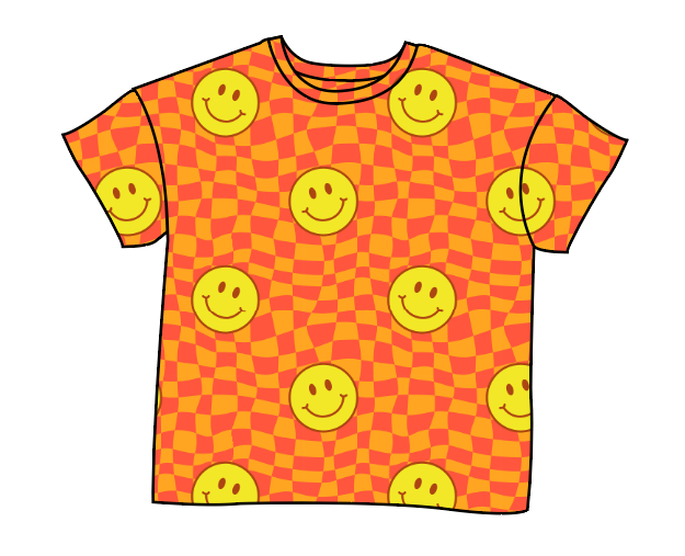 Smiley Checks Oversized Tee