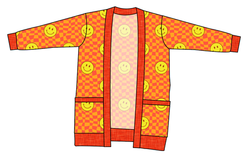 Smiley Checks Ladies' Grandpa Cardigan