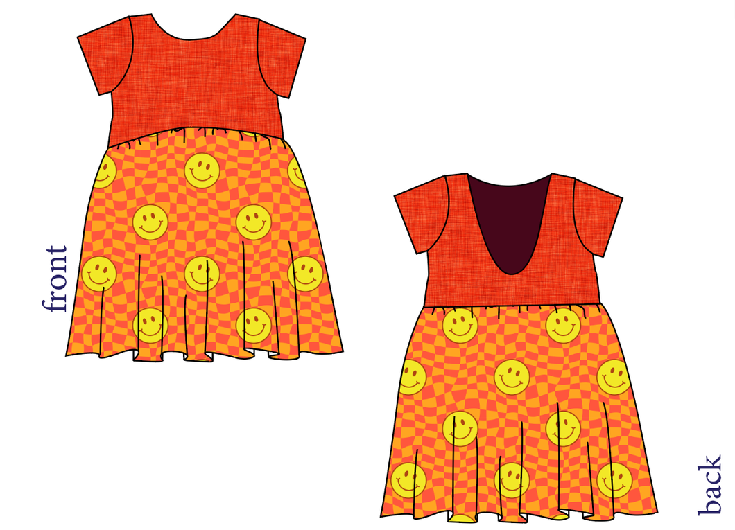 Smiley Checks Low Back Dress