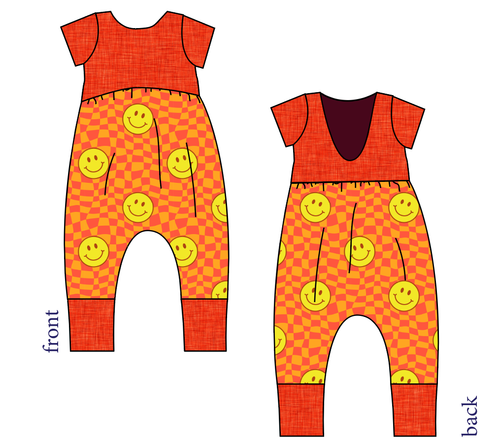 Smiley Checks Low Back Romper and Bubble Romper