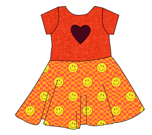 Smiley Checks Molly Heart Back Twirly Dress