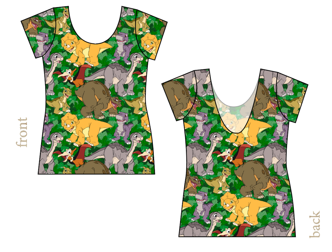 Prehistoric Pals Ladies' Low Back Ballerina Tee