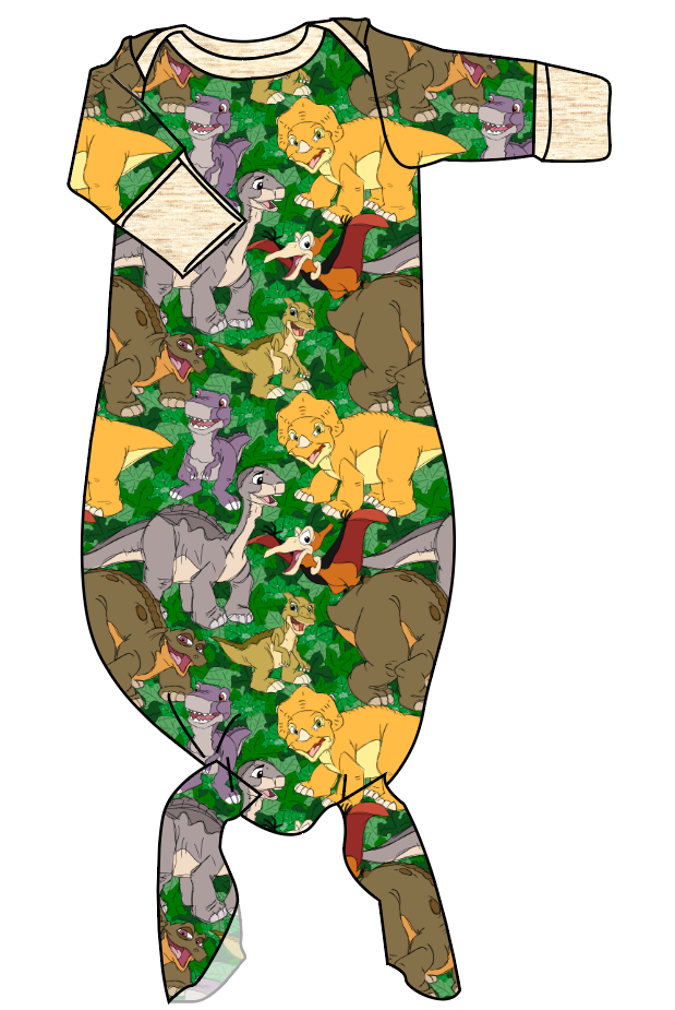 Prehistoric Pals Newborn Knotted Gown