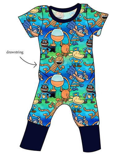 Crime-Biting Canine Grow With Me Pants And Shorts Romper