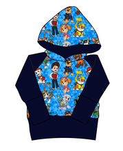 Load image into Gallery viewer, Blue Pup Boogie Grow With Me Hoodie (or Crewneck)