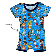 Load image into Gallery viewer, Blue Pup Boogie Grow With Me Pants And Shorts Romper