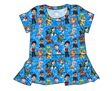 Load image into Gallery viewer, Blue Pup Boogie Ladies' Peplum Top