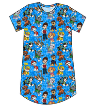Load image into Gallery viewer, Blue Pup Boogie Ladies' T-Shirt Dress