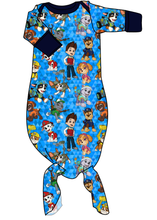 Load image into Gallery viewer, Blue Pup Boogie Newborn Knotted Gown