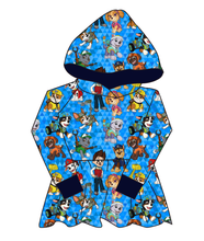 Load image into Gallery viewer, Blue Pup Boogie Peplum Hoodie (or Crewneck)