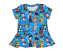Load image into Gallery viewer, Blue Pup Boogie Peplum Top