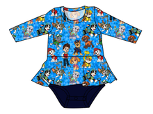 Load image into Gallery viewer, Blue Pup Boogie Peplum Top