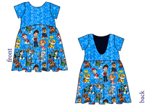 Load image into Gallery viewer, Blue Pup Boogie Low Back Dress