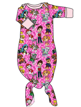 Load image into Gallery viewer, Pink Pup Boogie Newborn Knotted Gown