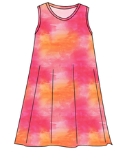 Load image into Gallery viewer, Sunset Watercolour Ladies' Swing Dress