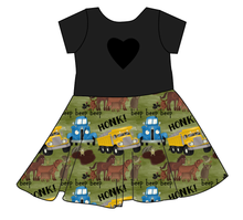 Load image into Gallery viewer, Blue Truck and Friends Molly Heart Back Twirly Dress