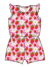 Load image into Gallery viewer, Strawberry Blossoms Ivy Summer Romper