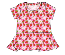 Load image into Gallery viewer, Strawberry Blossoms Ladies' Peplum Top