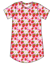 Load image into Gallery viewer, Strawberry Blossoms Ladies' T-Shirt Dress