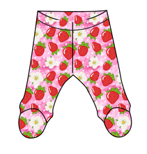 Load image into Gallery viewer, Strawberry Blossoms Newborn Footed Pants