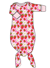 Load image into Gallery viewer, Strawberry Blossoms Newborn Knotted Gown