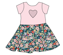 Load image into Gallery viewer, Ethereal Floral Molly Heart Back Twirly Dress