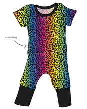 Load image into Gallery viewer, Neon Leopard Grow With Me Pants And Shorts Romper