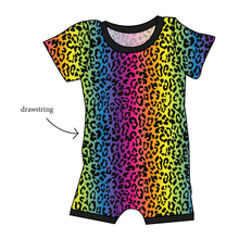 Load image into Gallery viewer, Neon Leopard Grow With Me Pants And Shorts Romper