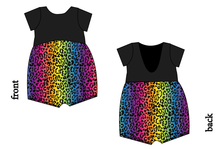 Load image into Gallery viewer, Neon Leopard Low Back Romper and Bubble Romper