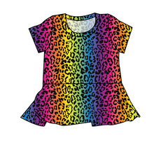 Load image into Gallery viewer, Neon Leopard Peplum Top