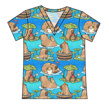 Load image into Gallery viewer, Capy Cuties Ladies' Slouchy V-Neck Tee