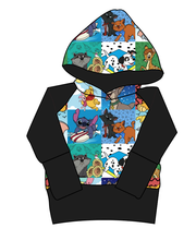 Load image into Gallery viewer, Rad Character Quilt Grow With Me Hoodie (or Crewneck)