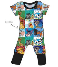 Load image into Gallery viewer, Rad Character Quilt Grow With Me Pants And Shorts Romper