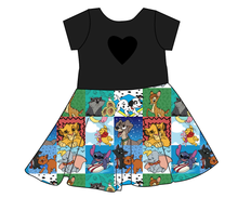 Load image into Gallery viewer, Rad Character Quilt Molly Heart Back Twirly Dress
