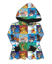 Load image into Gallery viewer, Rad Character Quilt Peplum Hoodie (or Crewneck)