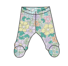 Load image into Gallery viewer, Pastel Garden Newborn Footed Pants