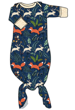 Load image into Gallery viewer, Frolicking Foxes Newborn Knotted Gown