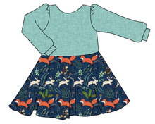 Load image into Gallery viewer, Frolicking Foxes Prairie Dress