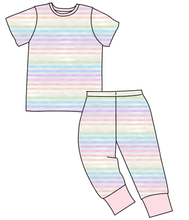 Load image into Gallery viewer, Pastel Watercolour Stripes Basic Loungewear Set