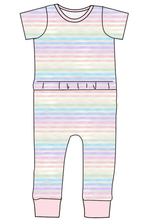 Load image into Gallery viewer, Pastel Watercolour Stripes Bennett Pants and Shorts Length T-Shirt Romper
