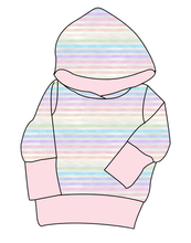 Load image into Gallery viewer, Pastel Watercolour Stripes Grow With Me Hoodie (or Crewneck)