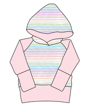 Load image into Gallery viewer, Pastel Watercolour Stripes Grow With Me Hoodie (or Crewneck)