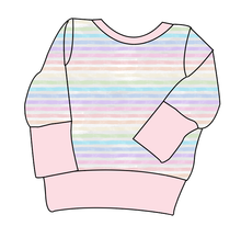 Load image into Gallery viewer, Pastel Watercolour Stripes Grow With Me Hoodie (or Crewneck)